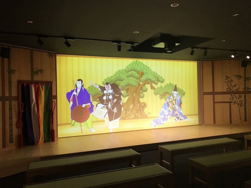 大型スクリーンで歌舞伎の解説動画を見ることができる