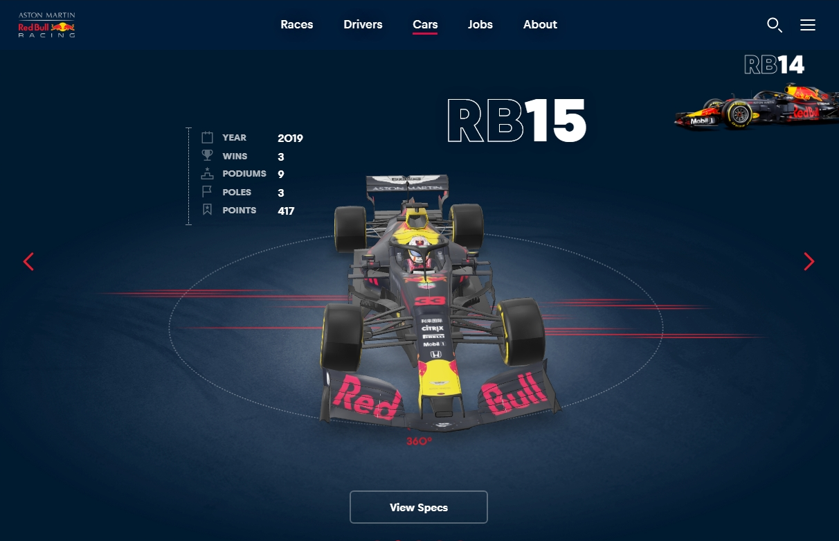 レッドブル公式サイトの「RB15」