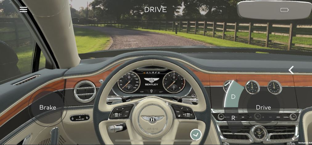 ARアプリ「Bentley AR Visualiser」テストドライブ。2つのギア（ドライブとリバース）が搭載されている