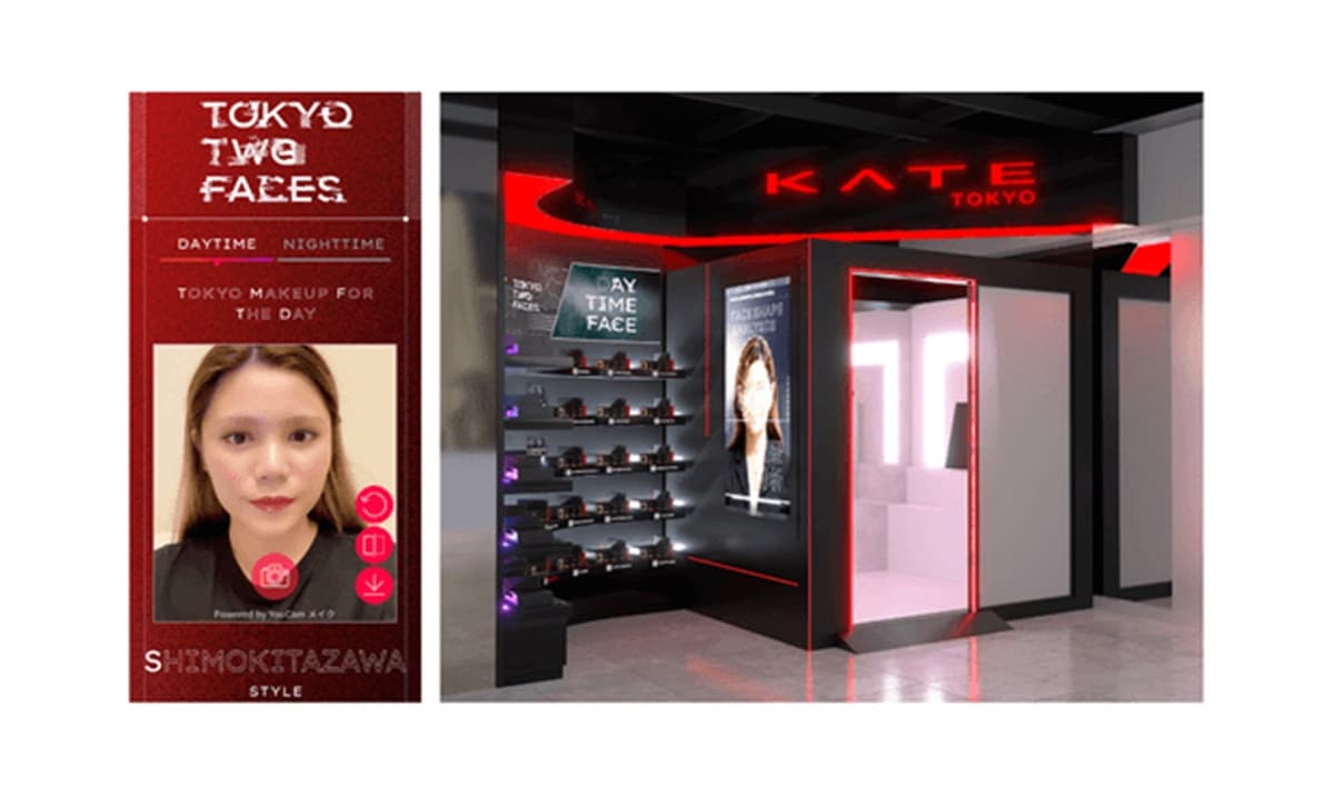 ARとAI技術を活用したKATEの最新店舗体験型デバイス「TOKYO TWO FACES」のイメージ