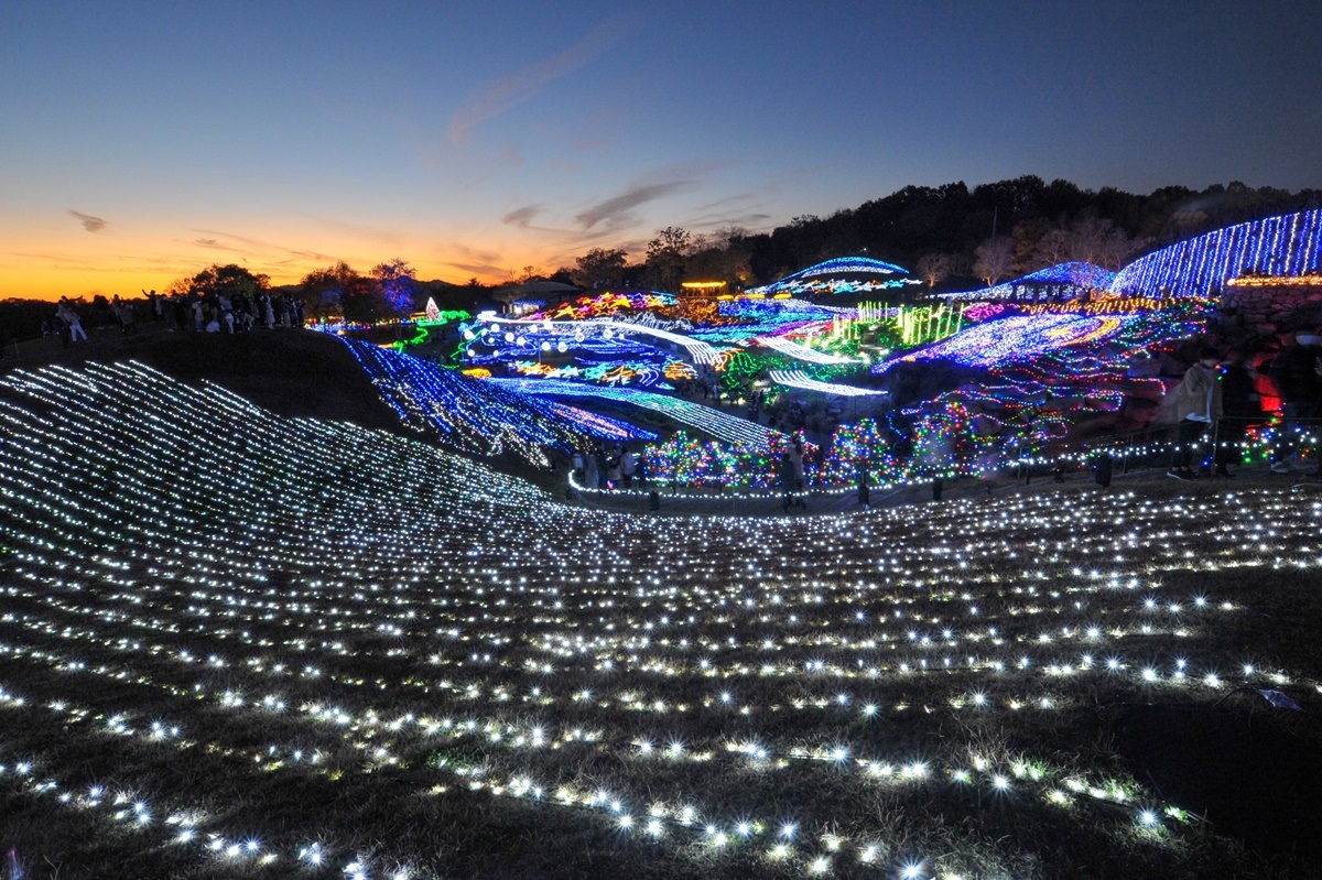 ARスタンプラリー「星のカケラを集めよう」が開催される香川県国営讃岐まんのう公園のイルミネーション