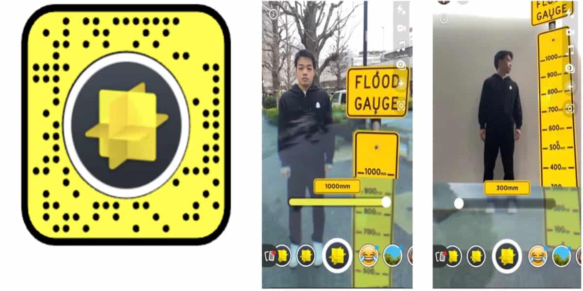 SnapchatからARを活用した3つの防災レンズの「洪水シミュレーション」レンズイメージ